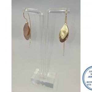 925 Sterling Silver Designers Trendy Leave Flower patal double hook in Earring Rose Gold plated onto Real 925 Silver