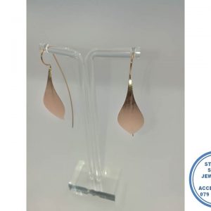 925 Sterling Silver Designers Petal Flower Leave Earrings Silver Rose Gold Plated onto real 925 Silver Large