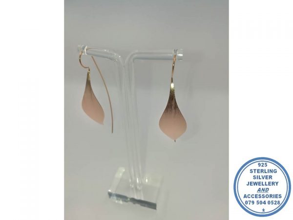 925 Sterling Silver Designers Petal Flower Leave Earrings Silver Rose Gold Plated onto real 925 Silver Large