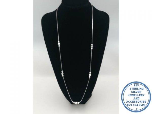 925 Sterling Silver 80cm chain with 3ball sets Designers Necklace