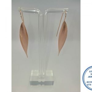 925 Sterling Silver Designers Trendy Leave Flower petal hook in Earring Rose Gold plated onto Real 925 Silver XL