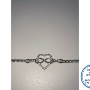 925 Sterling Silver Infinity Heart Popcorn Chain Bracelet