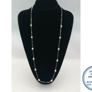 925 Sterling Silver Designers Necklace Ball Beads 8mm on chain