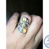 925 Sterling Silver Statement Designers Ring Filigree Twirls with Citrine