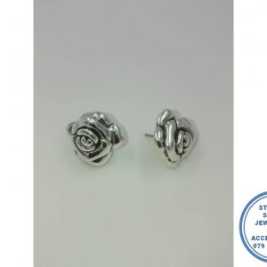 "925 Sterling Silver Designers Electroformed Rose Stud Earrings"