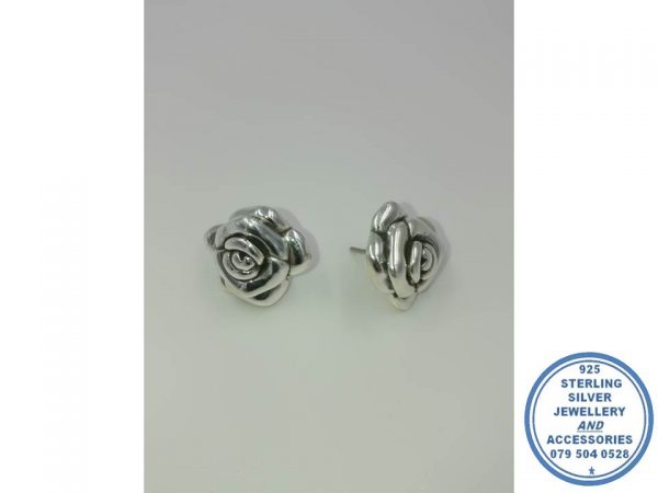 "925 Sterling Silver Designers Electroformed Rose Stud Earrings"