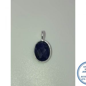 "925 Sterling Silver Oval Designers Pendant Sapphire 7 x 9mm "