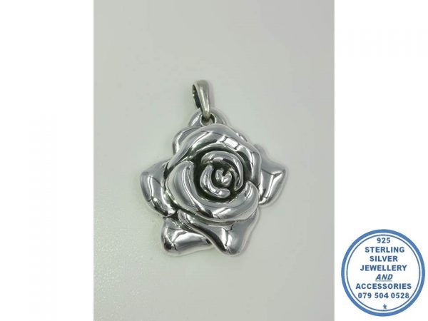 "925 Sterling Silver Designers Electroformed Rose Pendant 35mm"