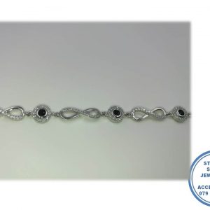 925 Sterling Silver Black & Clear Cubic Infinity Bracelet Showstopper