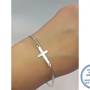 925 Sterling Silver Cross Faith Bangle