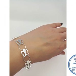 925 Sterling Silver Designers Bracelet with circle and Butterfly Detail 19cm