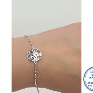 925 Sterling Silver Tree of Life Middle Pendant Chain Bracelet