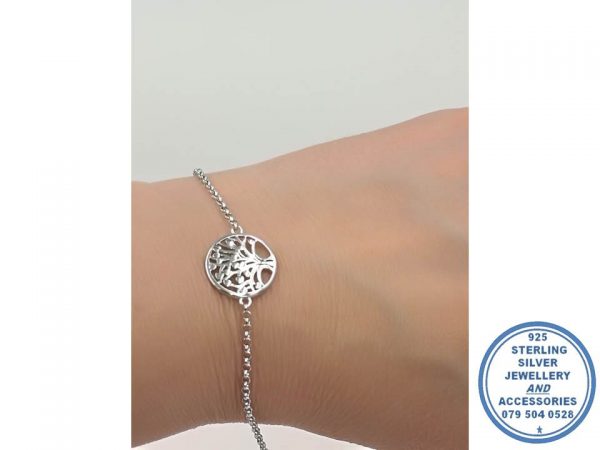 925 Sterling Silver Tree of Life Middle Pendant Chain Bracelet