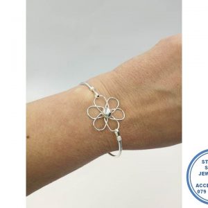 925 Sterling Silver Designers Flower Bangle 60cm diameter