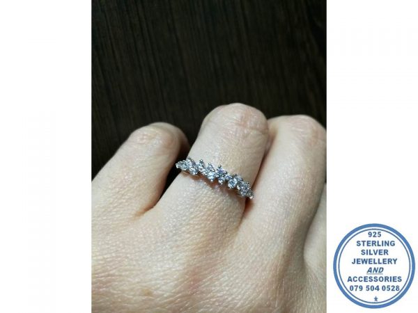 925 Sterling Silver Wedding Band Stack Ring with Cubic Round Detail