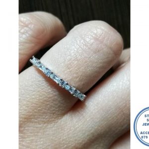 925 Sterling Silver Rectangular Baguette and Round Cubic Wedding Band Stack Ring Statement