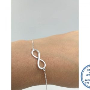 925 Sterling Silver Infinity Bracelet 19cm