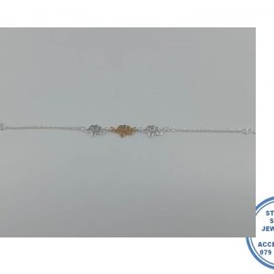 925 Sterling Silver 2 Silver 1 Rose Gold Elephant Bracelet. Rose gold is plated onto real silver 19cm
