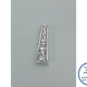 925 Sterling Silver Upside Down Triangular Tube with 5 round cubics Pendant