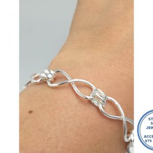 925 Sterling Silver Double Linked Infinity Bracelet 19.5 cm