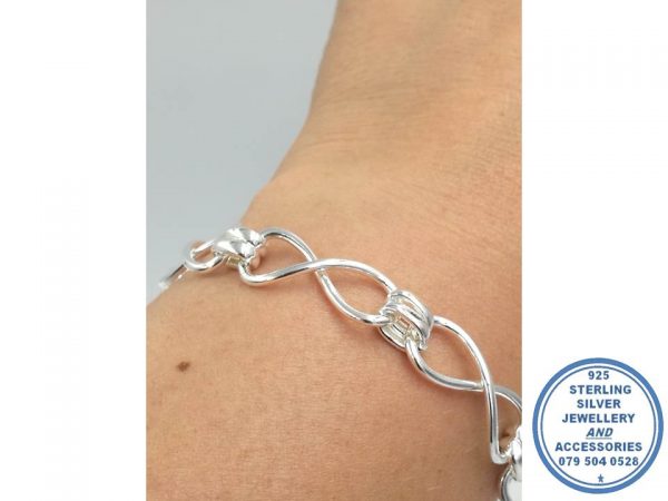 925 Sterling Silver Double Linked Infinity Bracelet 19.5 cm
