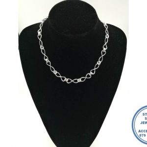 925 Sterling Silver Designer's Necklace Infinity Double Link Chain 45cm
