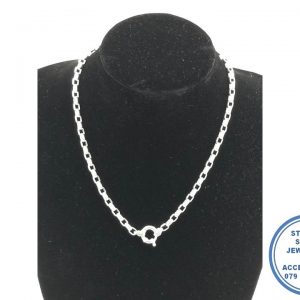925 Sterling Silver Rectangular Rolo Link Chain 46cm