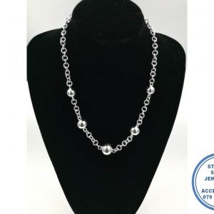 925 Sterling Silver Designers Bulky Heavy Italian Chain with 3 ball detail Chunky chain Statement