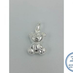 925 Sterling Silver Puffey Bear Pendant 20 x 12mm