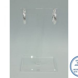 925 Sterling Silver Twisted Tube Clip in Hoops 21 mm
