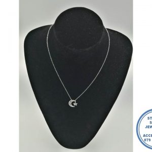 925 Sterling Silver Trendy Boho Moon Star Pendant Necklace Statement 42cm +3cm extender