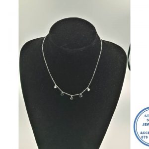 925 Sterling Silver Chain necklace with Heart disks 42cm plus 5cm extender