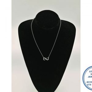 925 Sterling Silver Designer's Cubic Infinity Necklace chain pendant 42cm + 5cm extender