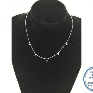 925 Sterling Silver Chain Necklace with Stars 45cm