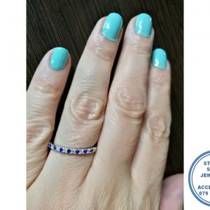 925 Sterling Silver Ring Royal Blue and White Designers Wedding Band
