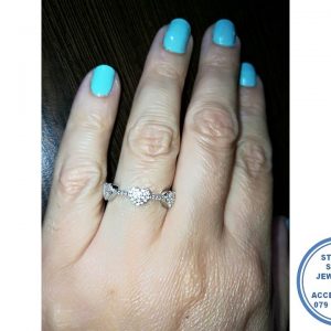 925 Sterling Silver Rope Ring with 3 Three Cubic Hearts Stack Ring Wedding Band