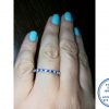 925 Sterling Silver Designer's Blue and clear cubic Wedding Band Stack Ring