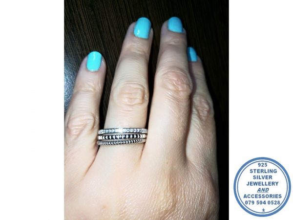 925 Sterling Silver 3 set Wedding Band Stack Ring