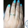 925 Sterling Silver Designer's Green and Clear Cubic  Wedding Band Stack Ring