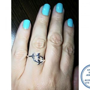 925 Sterling Silver Ring Wedding Band Stack Ring with Vines Leaves