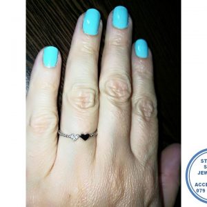 925 Sterling Silver Ring with 2 hearts Wedding Band Stack Ring