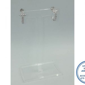 925 Sterling Silver Cubic Curling Cross Stud Hoop Earrings. Showstopper. Must Have Trendy Sophisticated