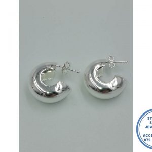 925 sterling Silver Broad Bulky Hoop Studs