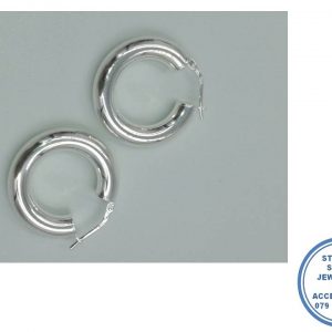 925 Sterling Silver Trendy Tube Clip in Hoops 25mm