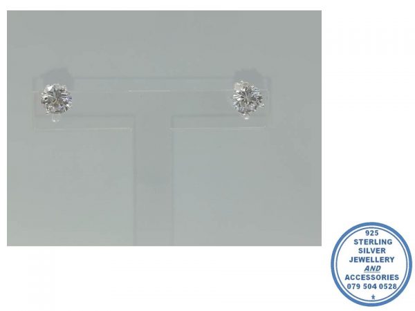 925 Sterling Silver Cubic 7mm Stud Earrings