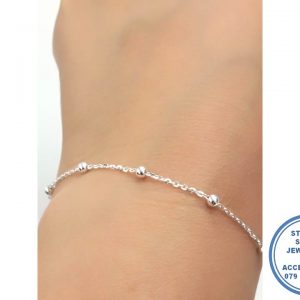925 Sterling Silver Trendy Bracelet with Balls 18.5cm