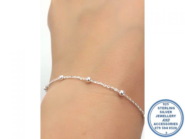 925 Sterling Silver Trendy Bracelet with Balls 18.5cm