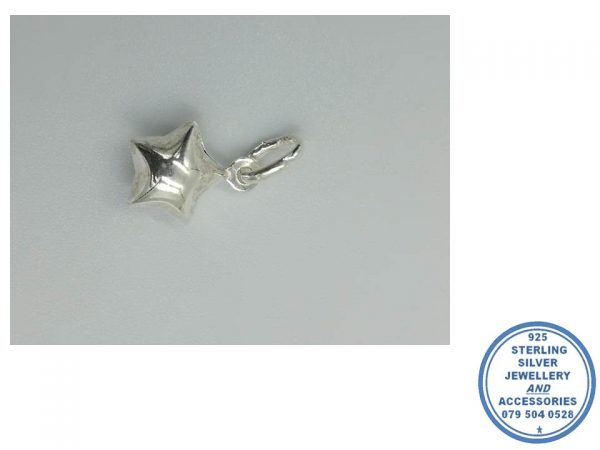 925 Sterling Silver Puffey Star Pendant 12 x9mm