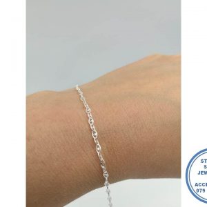 925 Sterling Silver Bracelet 18.5cm Diamond Dot Chain