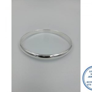 925 Sterling Silver rounded C Shape Bangle Solid 65 mm inside diameter 6mm